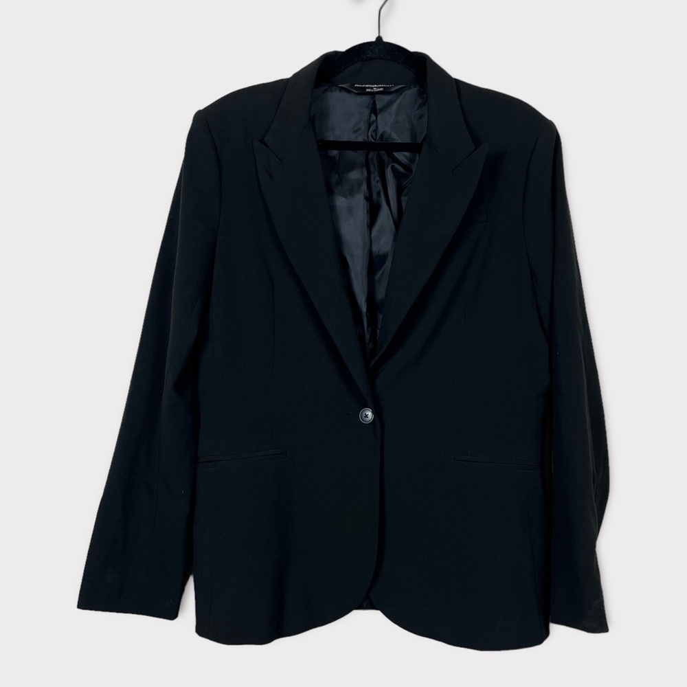 Norma Kamali Suit Jacket Blazer‎ Single Breasted Size 18 Black Notched Lapel